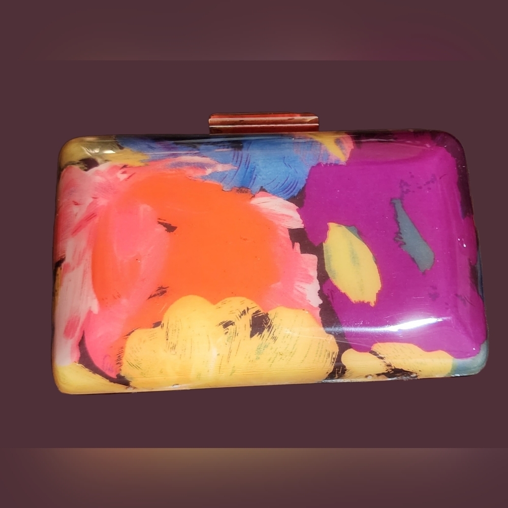 MATISSE Multi Color Acrylic Box Purse with Chain